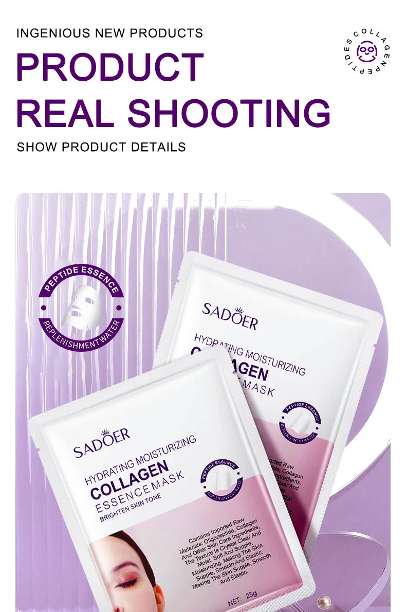 Collagen Anti Wrinkle Facial Mask Anti Aging Fade Fine Lines Firm Skin Moisturizing Brightening Smooth SkinCare Korean Cosmetics