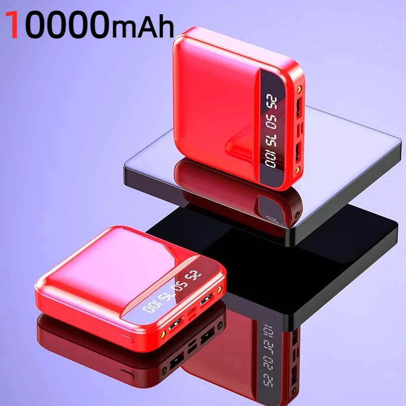 Portable Power Bank with Built-in Cable - High Capacity Fast Charger Red 10000mAh Tidesmit