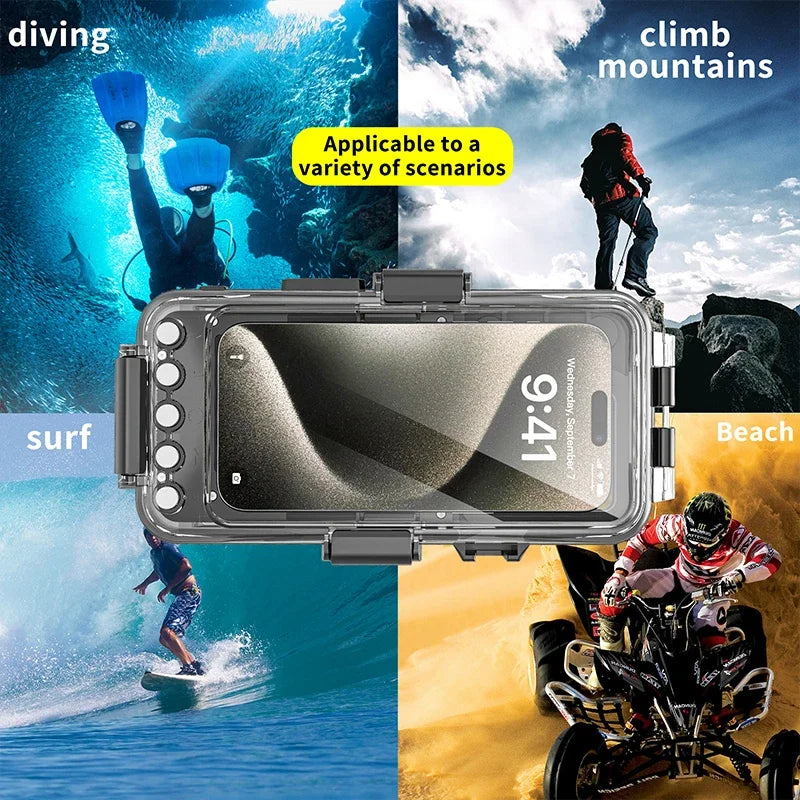 Underwater Phone Case 30m for iPhone & Samsung - Black Military-Grade Protection Tidesmit