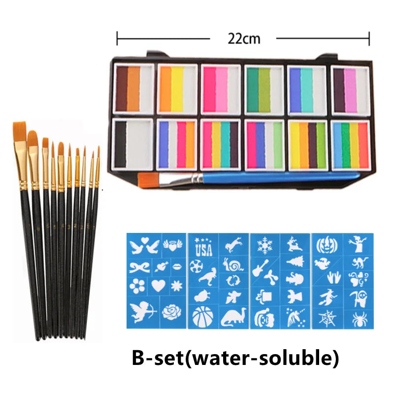 Tidesmit 12 color water-soluble face and body paint palette for Halloween cosplay makeup detail view