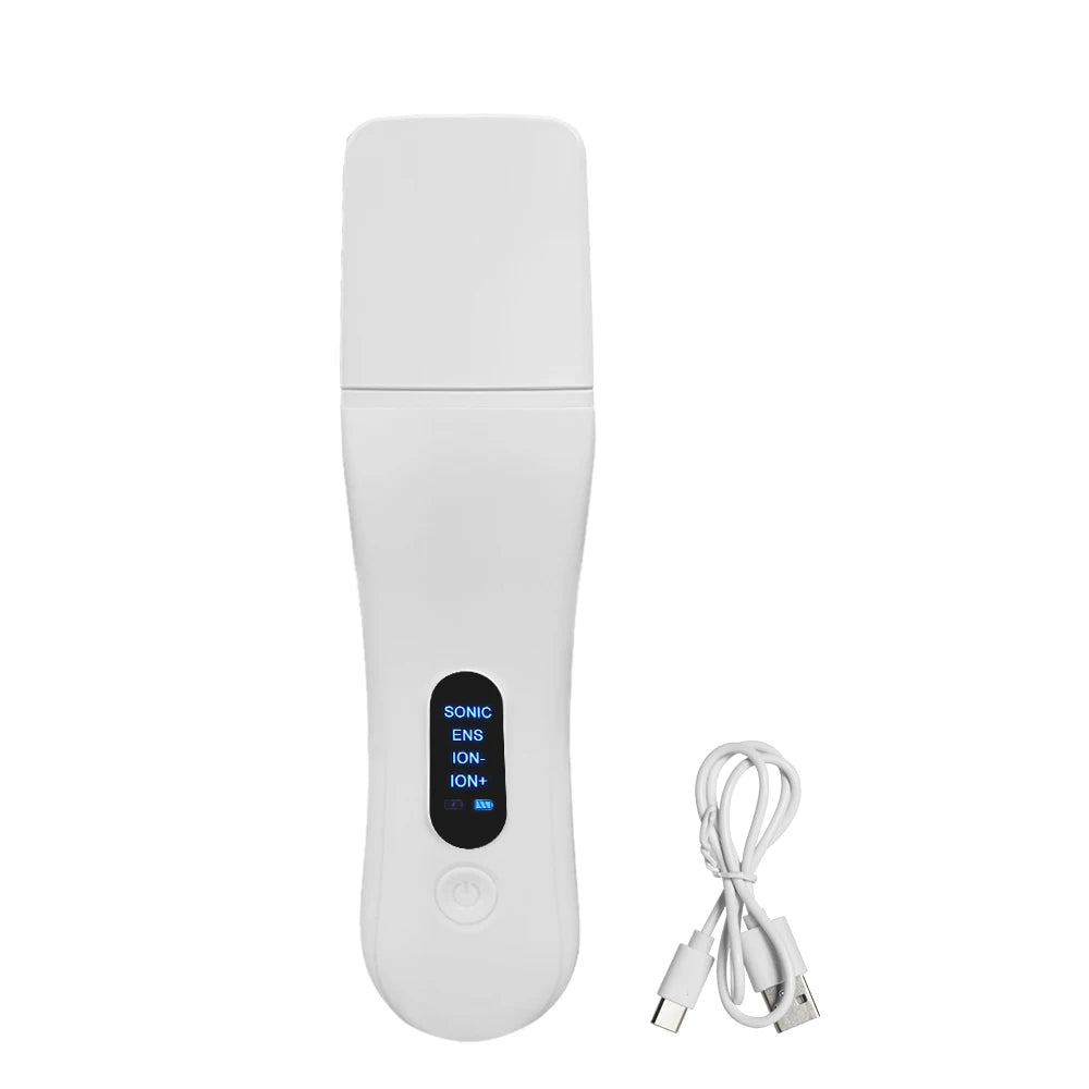 Ultrasonic Skin Scrubber Facial Cleanser - White Professional Care Scrubs Treatments White Tidesmit