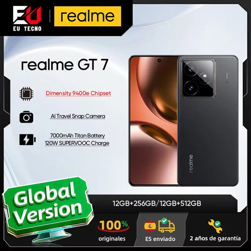 EU Version realme GT 7 5G Smartphone Mediatek Dimensity 9400e Chipset 6.78inches AMOLED 7000mAh 120W Fast Charging