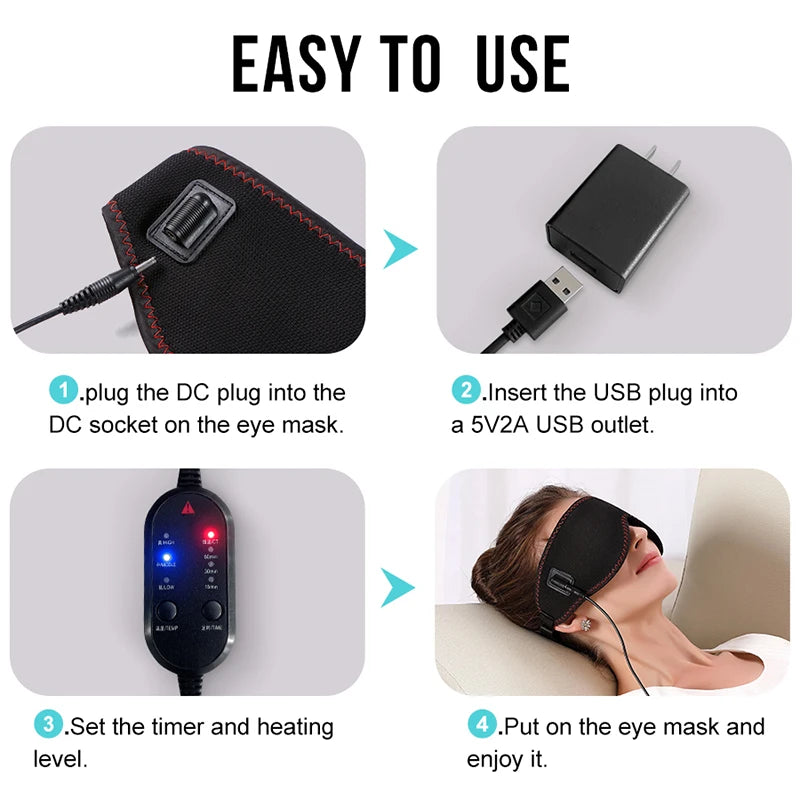 Electric Heated Massage Eye Mask for Eye Fatigue and Deep Relaxation Relaxation Treatment Tidesmit
