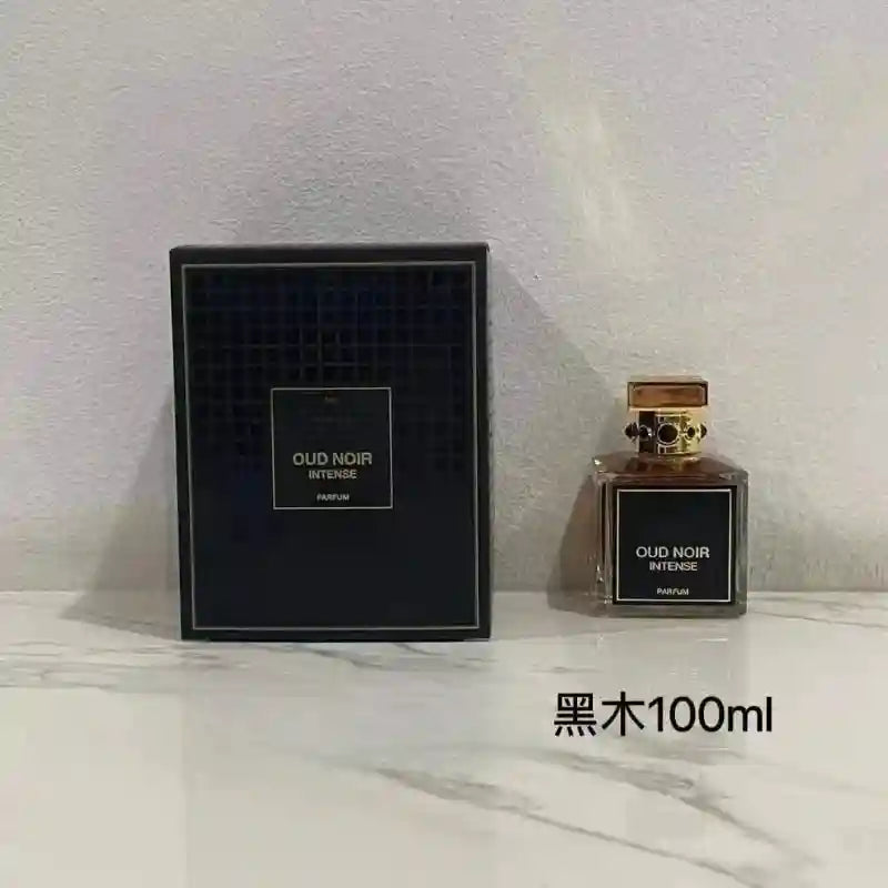 Oud Noir Intense Parfum: Luxury woody aromatic unisex fragrance in a square glass bottle with gift box. 100ml.