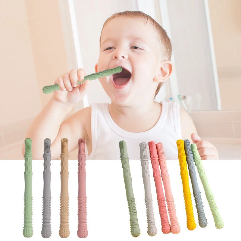 Children Baby Teether Chewing Glue Silicone Hollow Teething Tube Anti-eat Hand Molar Stick Newborn Toys Gift Accessories