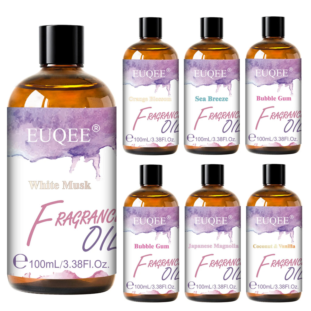 EUQEE 100ml Premium Fragrance Oil Coconut Vanilla White Musk Freesia Aroma Fragrance Oils For Diffuser Humidifier Candle Making