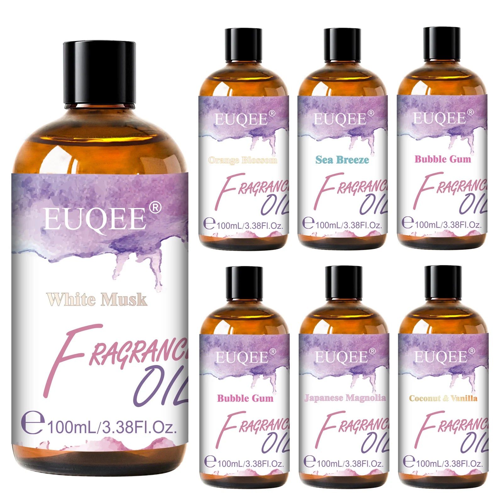 EUQEE 100ml Premium Fragrance Oil Coconut Vanilla White Musk Freesia Aroma Fragrance Oils For Diffuser Humidifier Candle Making