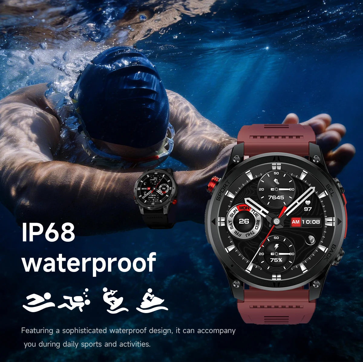 LIGE New Global Hiking Smart Watch 1.46''HD Screen 530mAh Battery GPS Path Track Outdoor Sport Fitness Waterproof Smartwatch Men