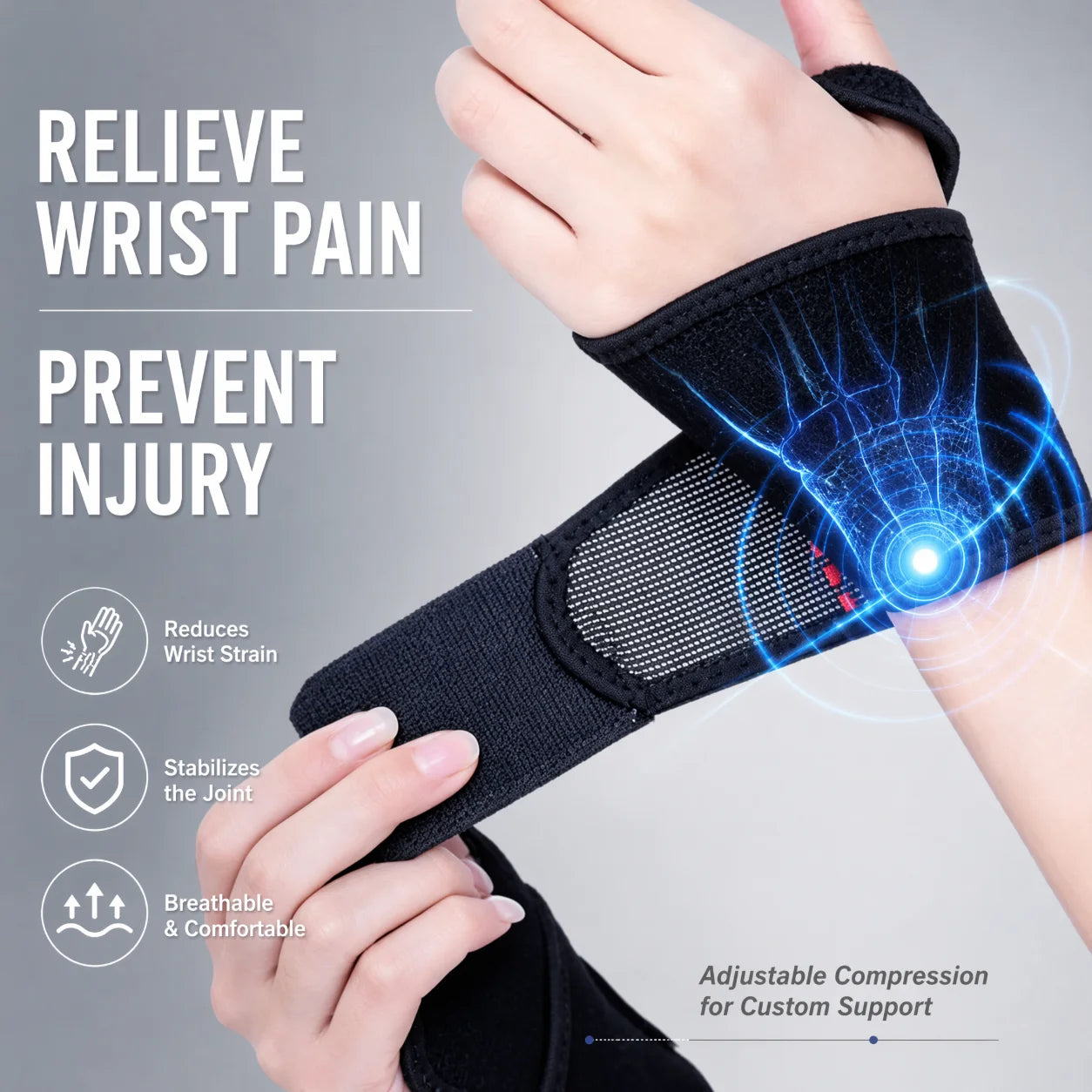 Adjustable Breathable Wrist Brace Warm Sports Wrist Support Wrap Pain Relief Wrist Guard for Men Women Daily Fitness Workout