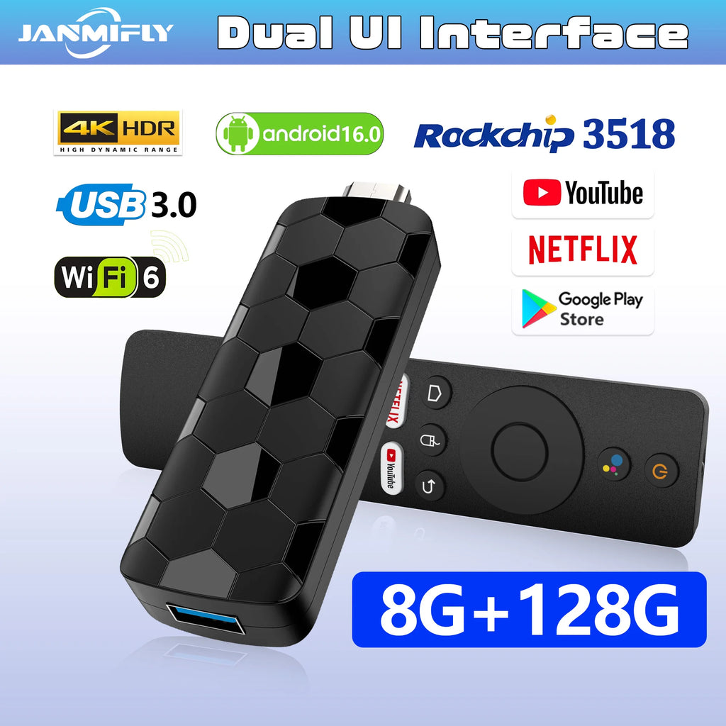 Android TV Stick 8GB 128GB 4K Streaming Box with Voice Remote Tidesmit