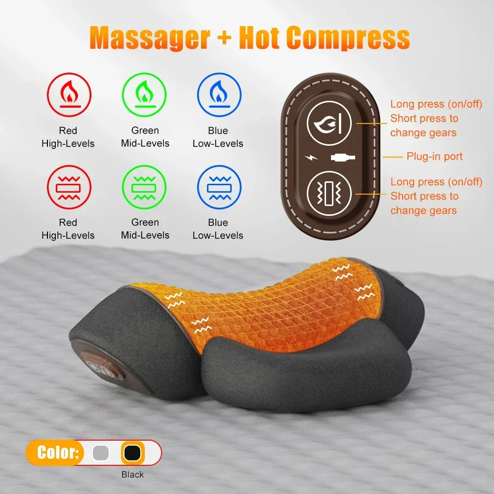 Neck Massager Pillow with Heating and Traction for Muscle Relief Back Massage Instrument HOT-MASSAGE Tidesmit