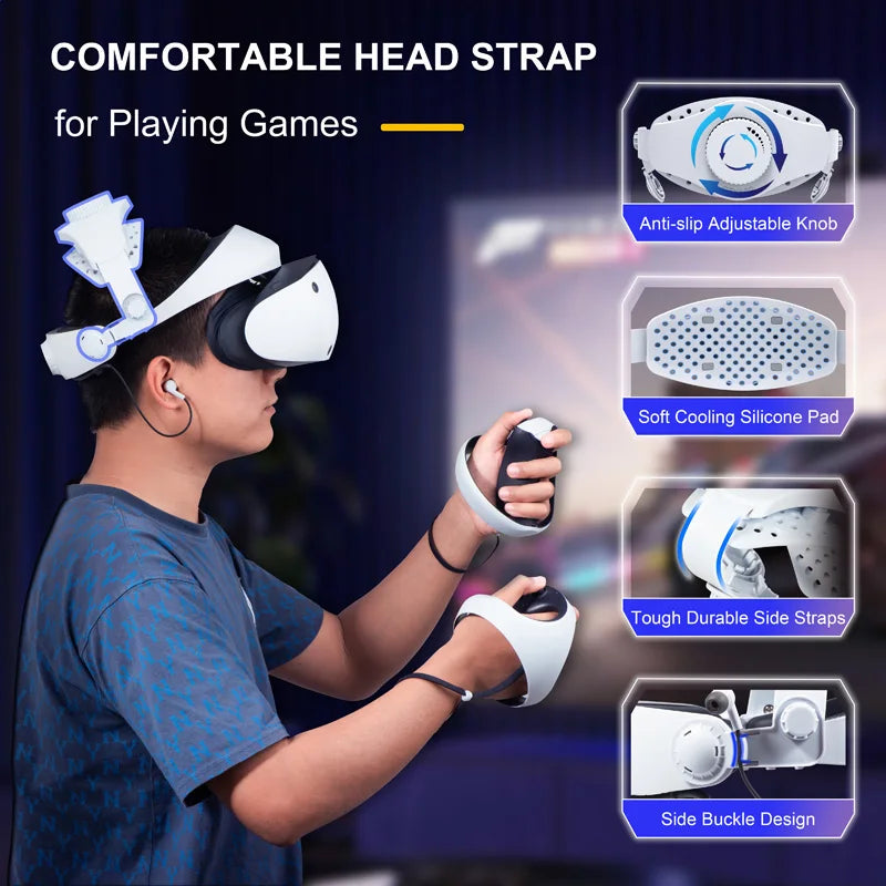 Adjustable Head Strap for PS VR2: Ergonomic Comfort & Secure Fit Tidesmit