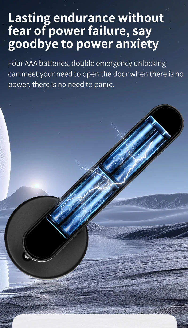FUERS Tuya Smart Fingerprint Door Lock Handle With Fingerprint Password Bluetooth Key Swipe Card Remote Unlock Four Ways To Open