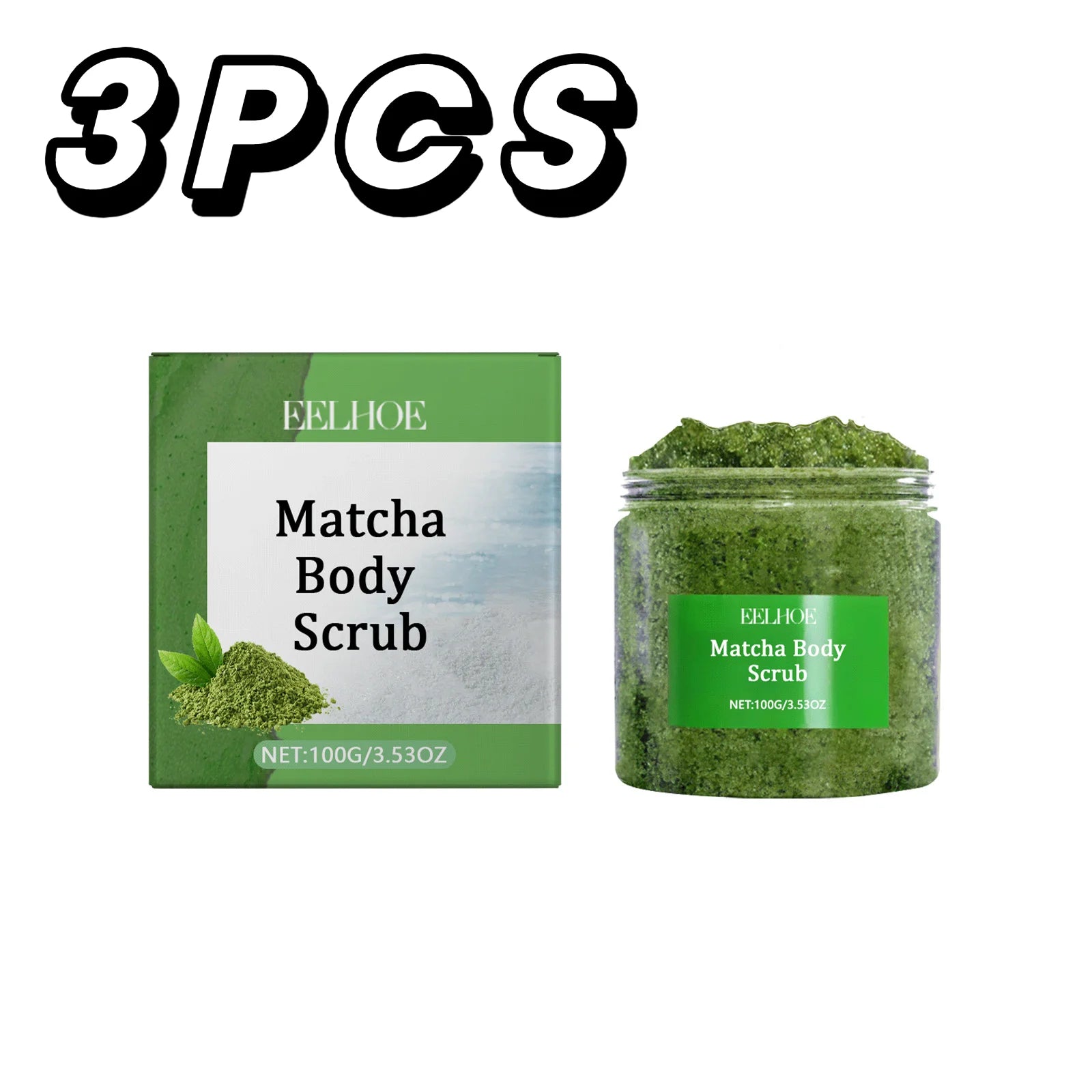 Matcha Sea Salt Body Scrub | Moisturizing Natural Exfoliant Scrubs Treatments 3PCS Tidesmit