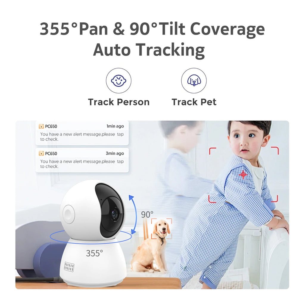4MP 2K 400W Tuya Smart WiFi 355 IP Camera Indoor Wireless Surveillance Auto Tracking Human Home Security CCTV Baby Pet Monitor