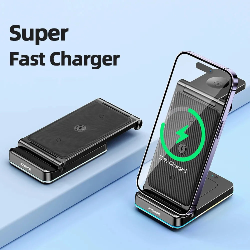 15W Foldable Wireless Charger Stand - Qi Certified Fast Phone Holder Tidesmit