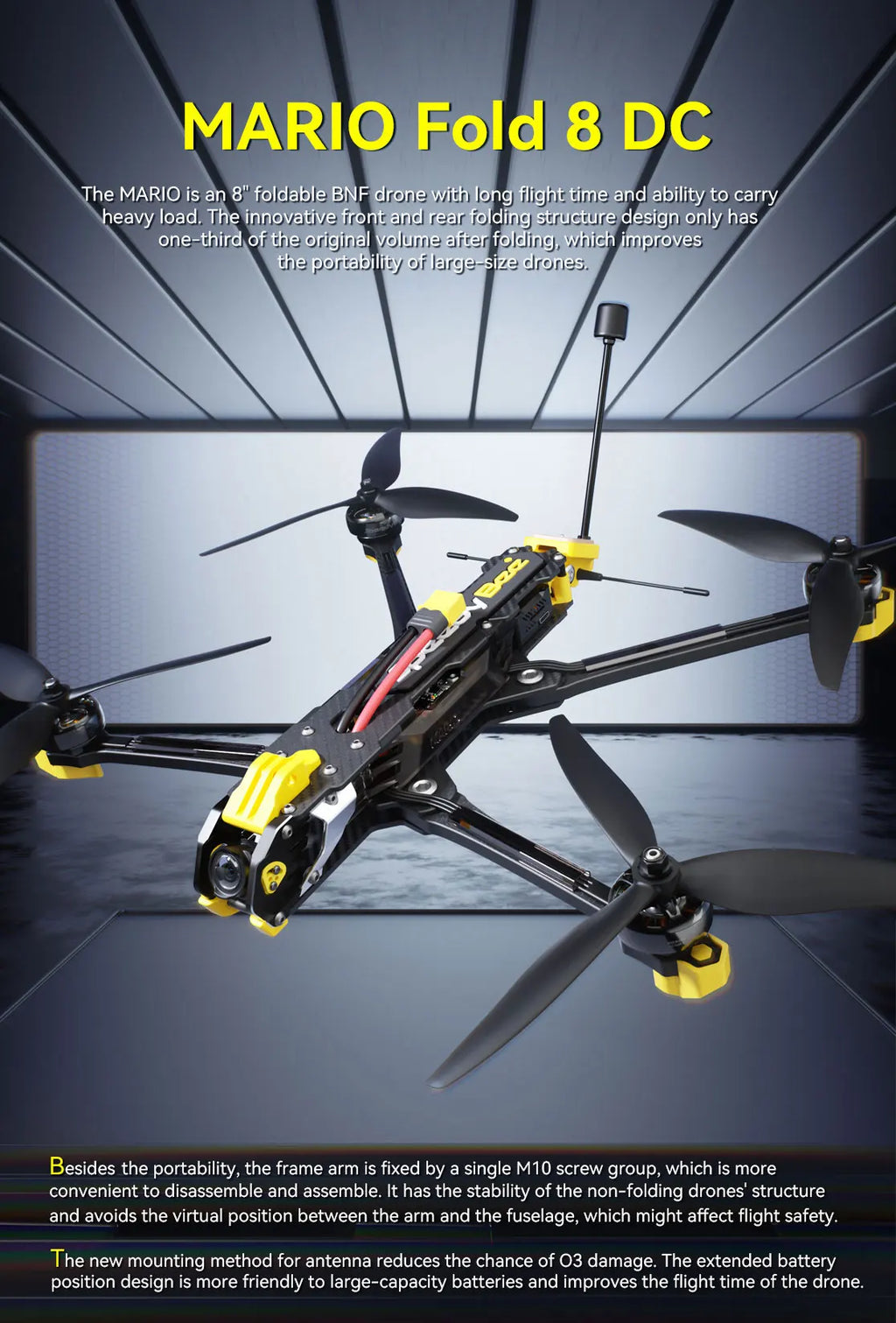 SpeedyBee Mario Fold 8 Long Range GPS Camera Drone - Foldable Power Kit Tidesmit