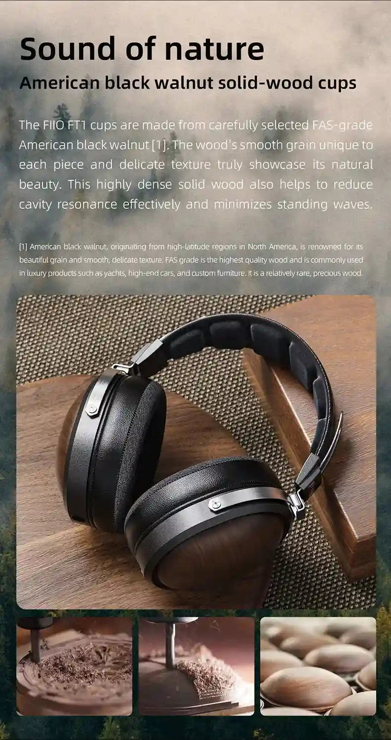 FiiO FT1 Closed-Back Headphones | Nanowood Fiber Over-Ear Audio Tidesmit