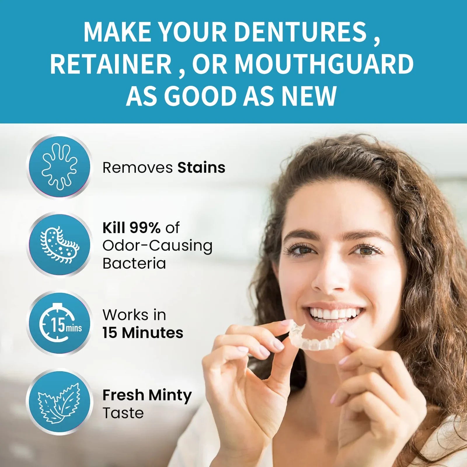 Tidesmit 30ml aligner and denture cleaner foam for deep stain removal and teeth whitening