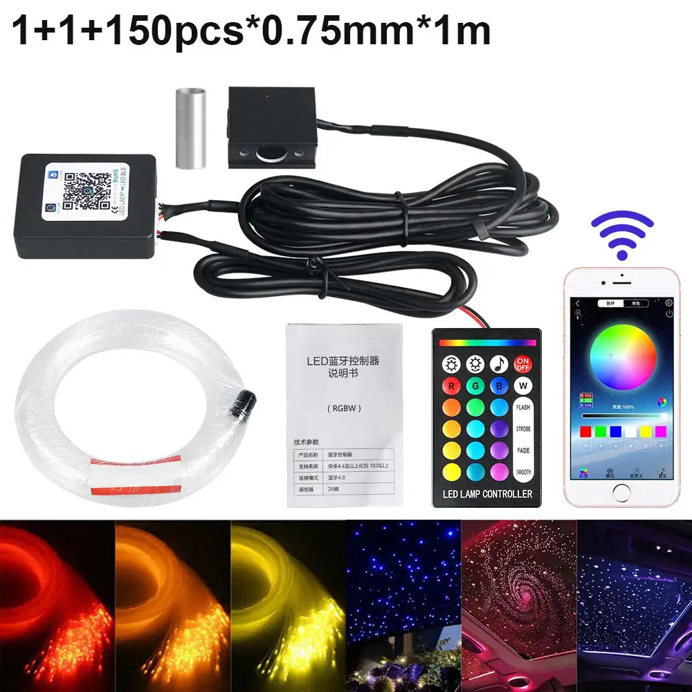 Fiber Optic Star Ceiling Kit - RGBW LED Car Roof Light System package B Tidesmit