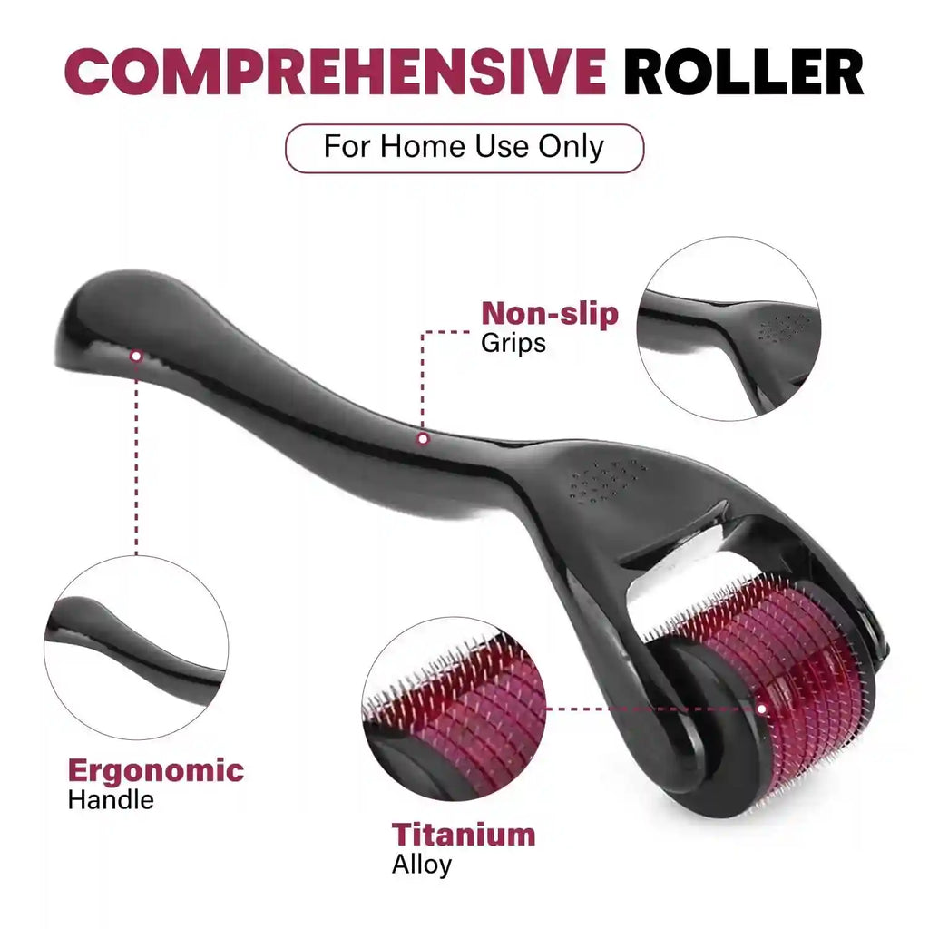 Derma Roller for Hair and Beard Growth - 540 Titanium Needles Massage Roller Tidesmit