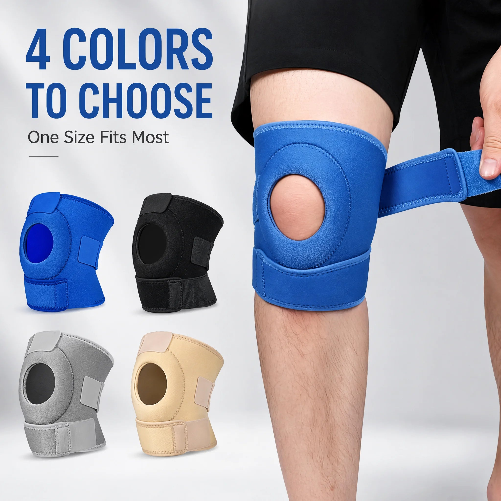 VBOSI Adjustable Open Patella Knee Support Brace Anti-slip Knee Pad for Arthritis Pain Relief Sports Fitness Running