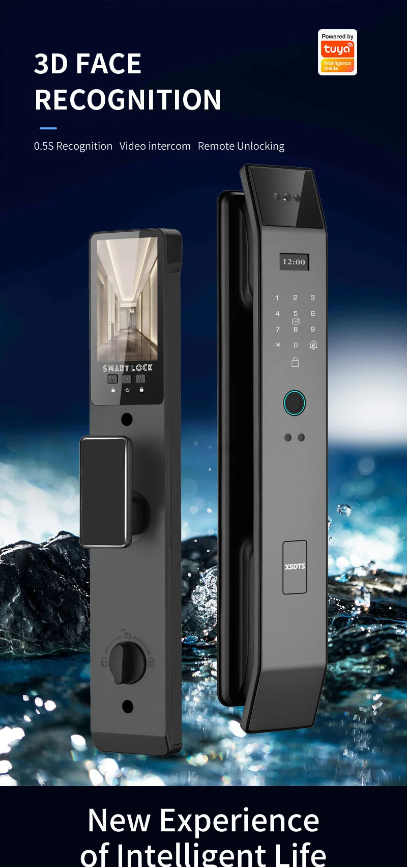 3D Face Real-time Intercom Smart Door Lock Biometric Electronic Security Camera Intelligent Fingerprint Password Key Unlock