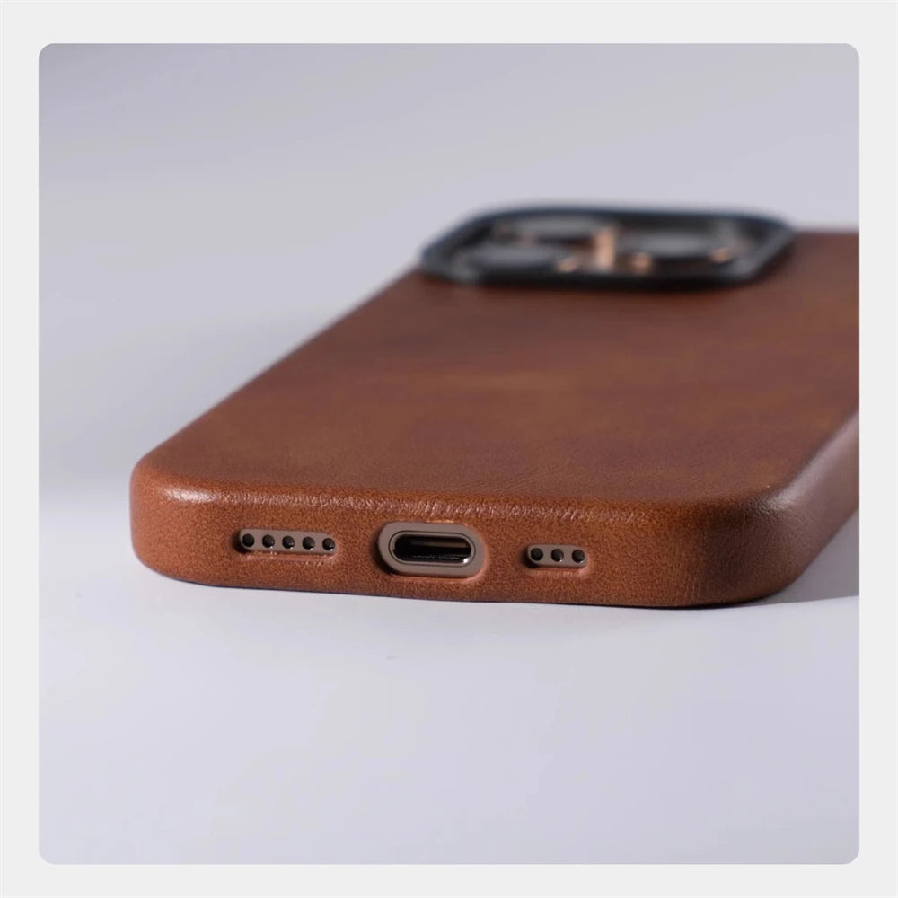 Magnetic Leather Case for iPhone 17 Pro Max with Alloy Lens Protection Tidesmit