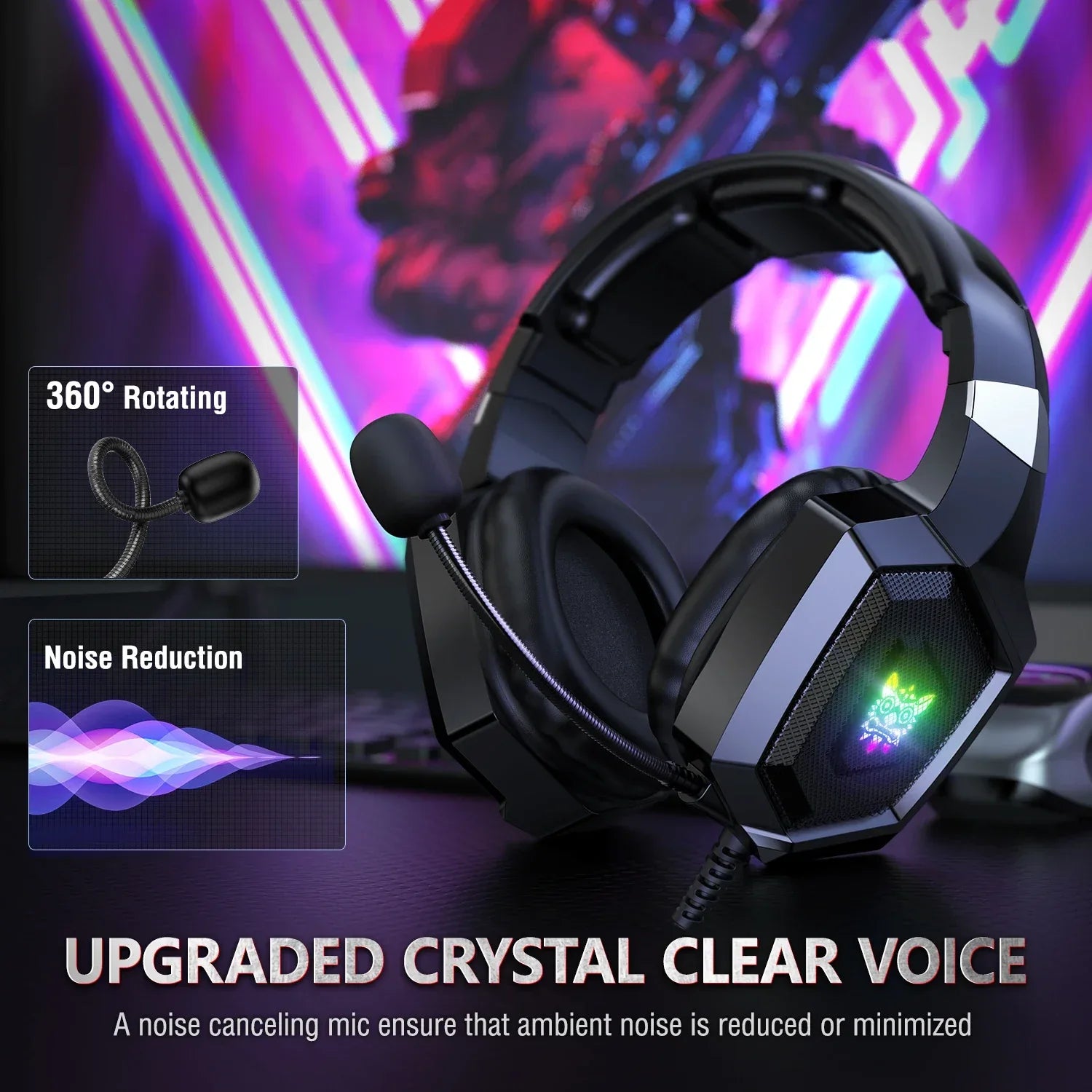 Wired Gaming Headphones With HD Mic and RGB Lights - Tidesmit Tidesmit