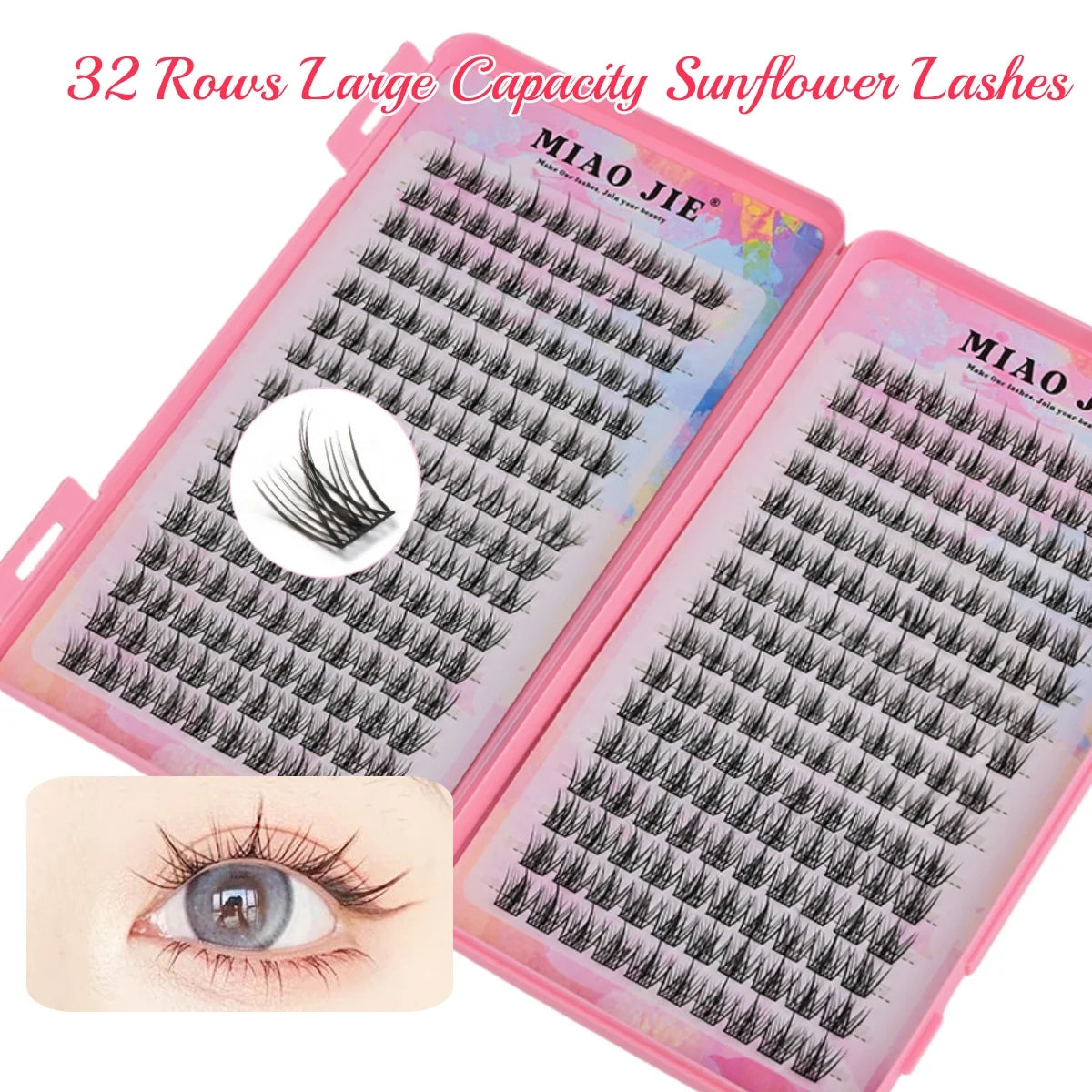 MIAOJIE Large Eyelashes with Pointed Cat-Eye C-Curl 10-14Mm Eyelashes That Are Natural And Light Without Blinking to Enlarge