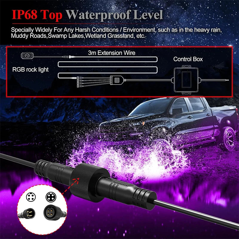 Underglow Rock Lights RGB LED Kit for Truck ATV UTV - Tidesmit Tidesmit
