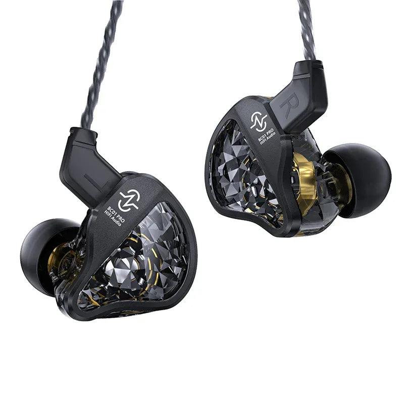Hybrid Hi-Fi In-Ear Monitors DD&BA Wired Headphones by Tidesmit Black no mic Tidesmit