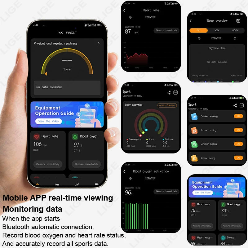 LIGE 4.9MM Ultra-Thin Fashion Men Women Smart Bracelet Sports Fitness Tracker Heart Rate Health Monitor Waterproof SmartWatch
