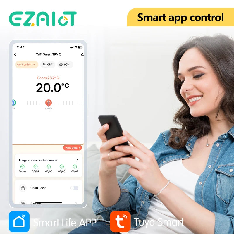 Tidesmit Smart Thermostat Radiator Valve WiFi Zigbee App Control Tidesmit