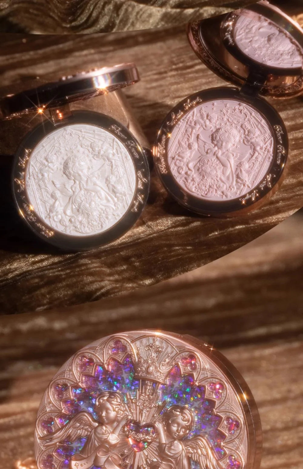 Tidesmit Flower Knows Little Angel Relief Highlighter palette texture detail for face makeup contour and glow