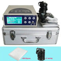 Ionic detox foot spa machine with LCD display, acupuncture pads, array, and 80 liners in a silver portable travel case.