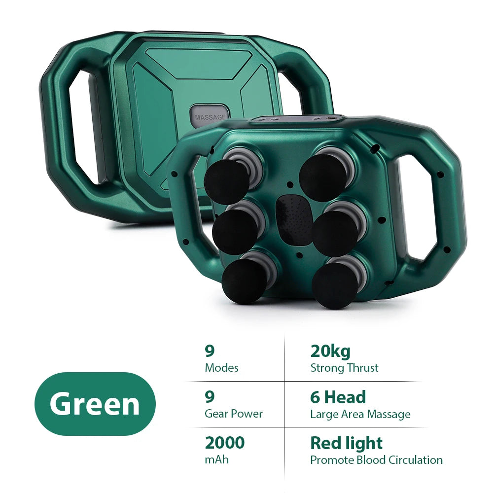 Deep Tissue Massage Gun with 66 Interchangeable Heads by Tidesmit Relaxation Treatment Green Tidesmit