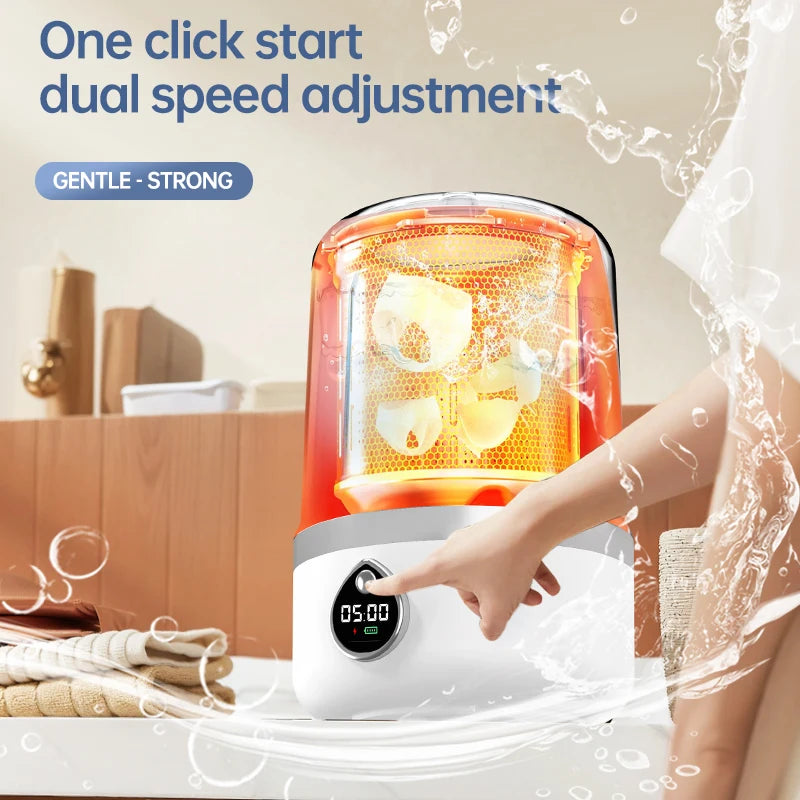 Tidesmit 1.5L portable underwear cleaner side view with LED laundry bucket for compact washing of socks and delicates