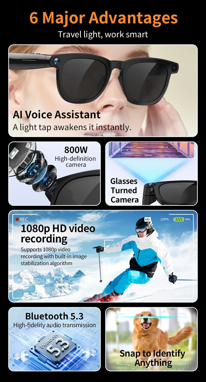 AI Smart Glasses with Real-Time Translation & 4K Camera | Tidesmit Tidesmit