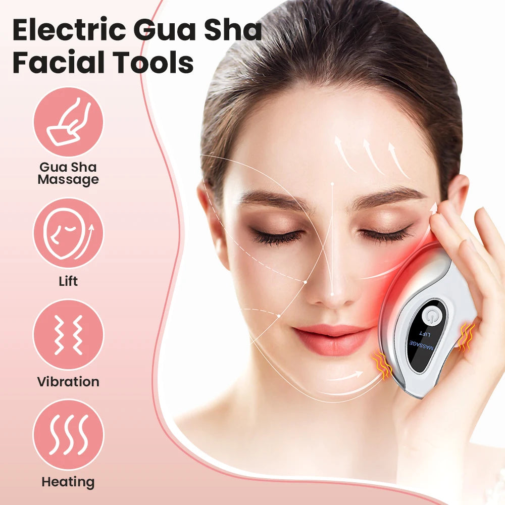 Electric Gua Sha Facial Massager - Portable Home Spa Vibration Lift White Relaxation Treatment Tidesmit