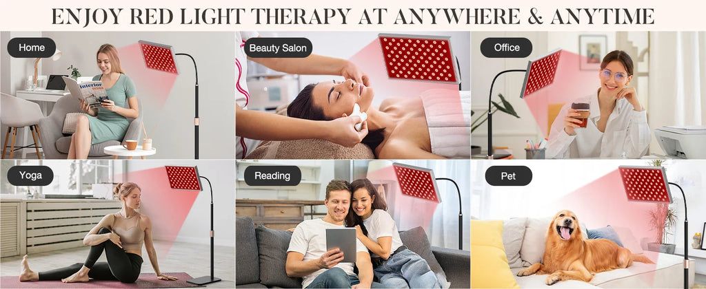 Red Light Therapy Lamp,660&850 nm NIR LED Panel Light with Adjustable Stand,Infrared Red Light Therapy Device for Full Body Skin
