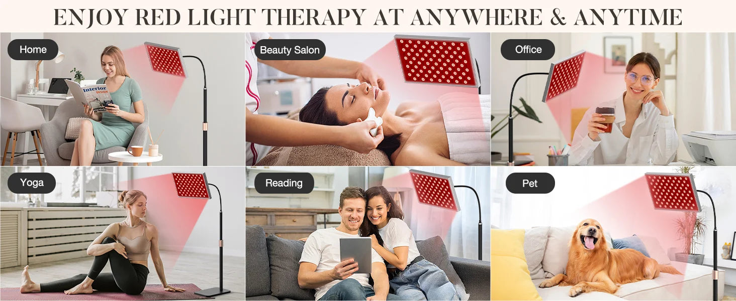 Red Light Therapy Lamp,660&850 nm NIR LED Panel Light with Adjustable Stand,Infrared Red Light Therapy Device for Full Body Skin