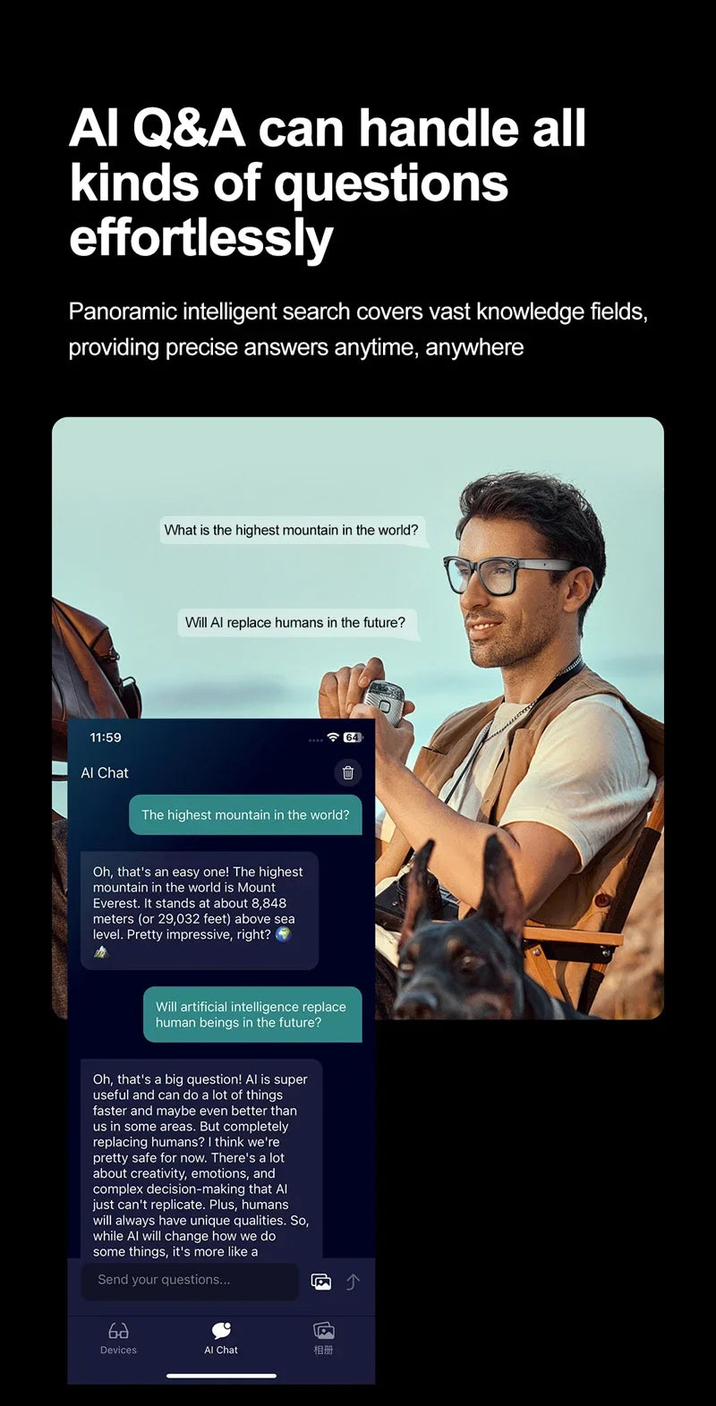 Tidesmit Smart Audio Glasses with AI Camera and Spatial Bluetooth Connectivity Tidesmit