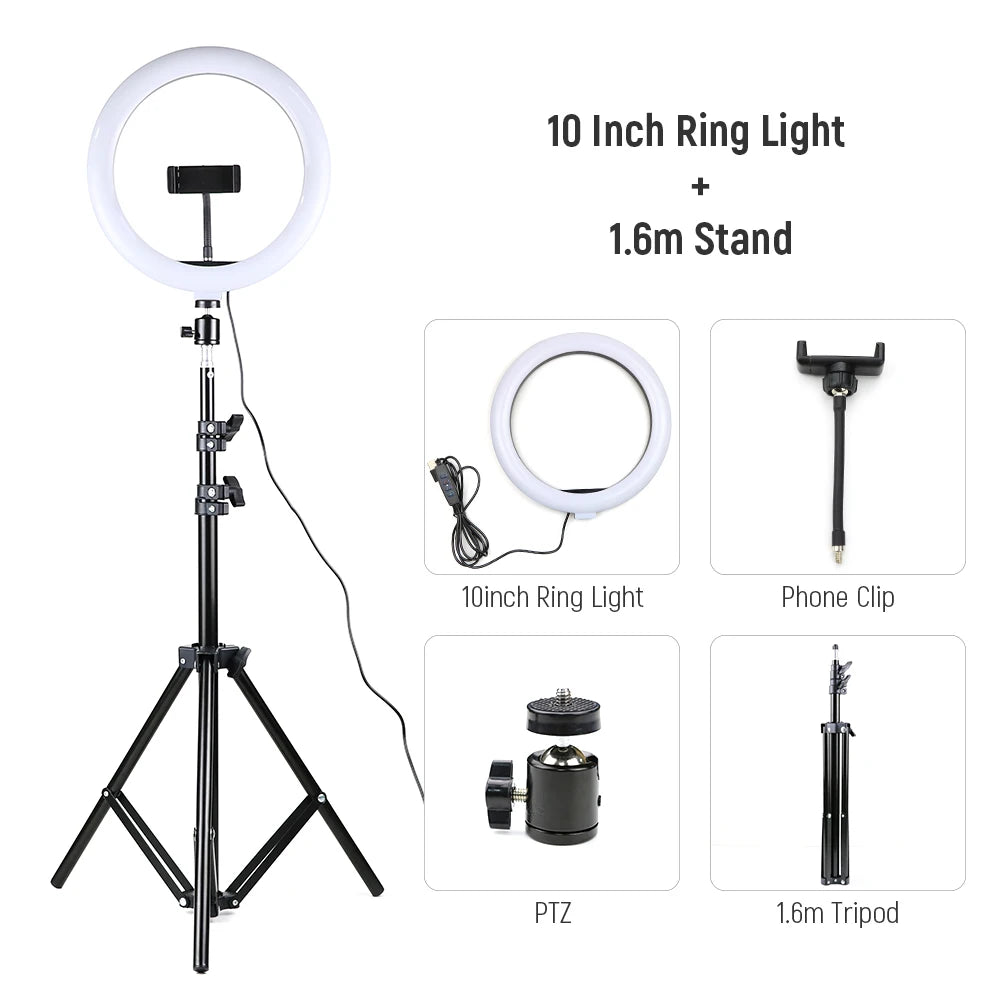 LED Ring Light with Tripod Stand for Pro Content Creation | Tidesmit 26CM kit 4 Tidesmit