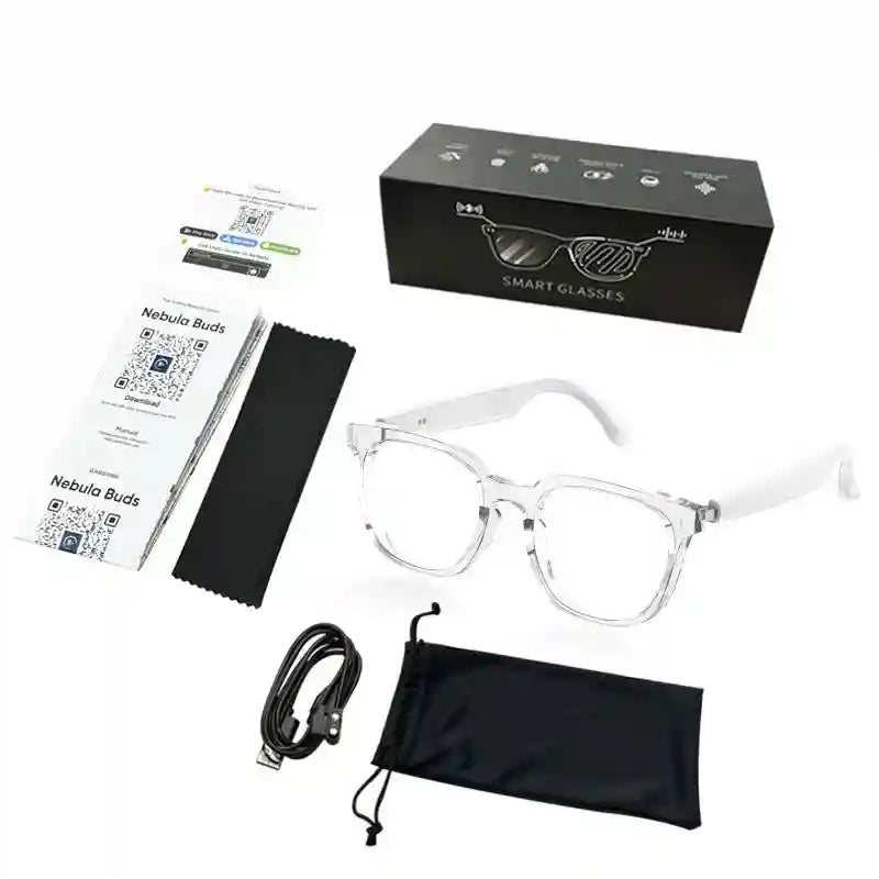 AI Intelligent Translation Glasses with Real-Time Spatial Audio Tech White transparent Tidesmit
