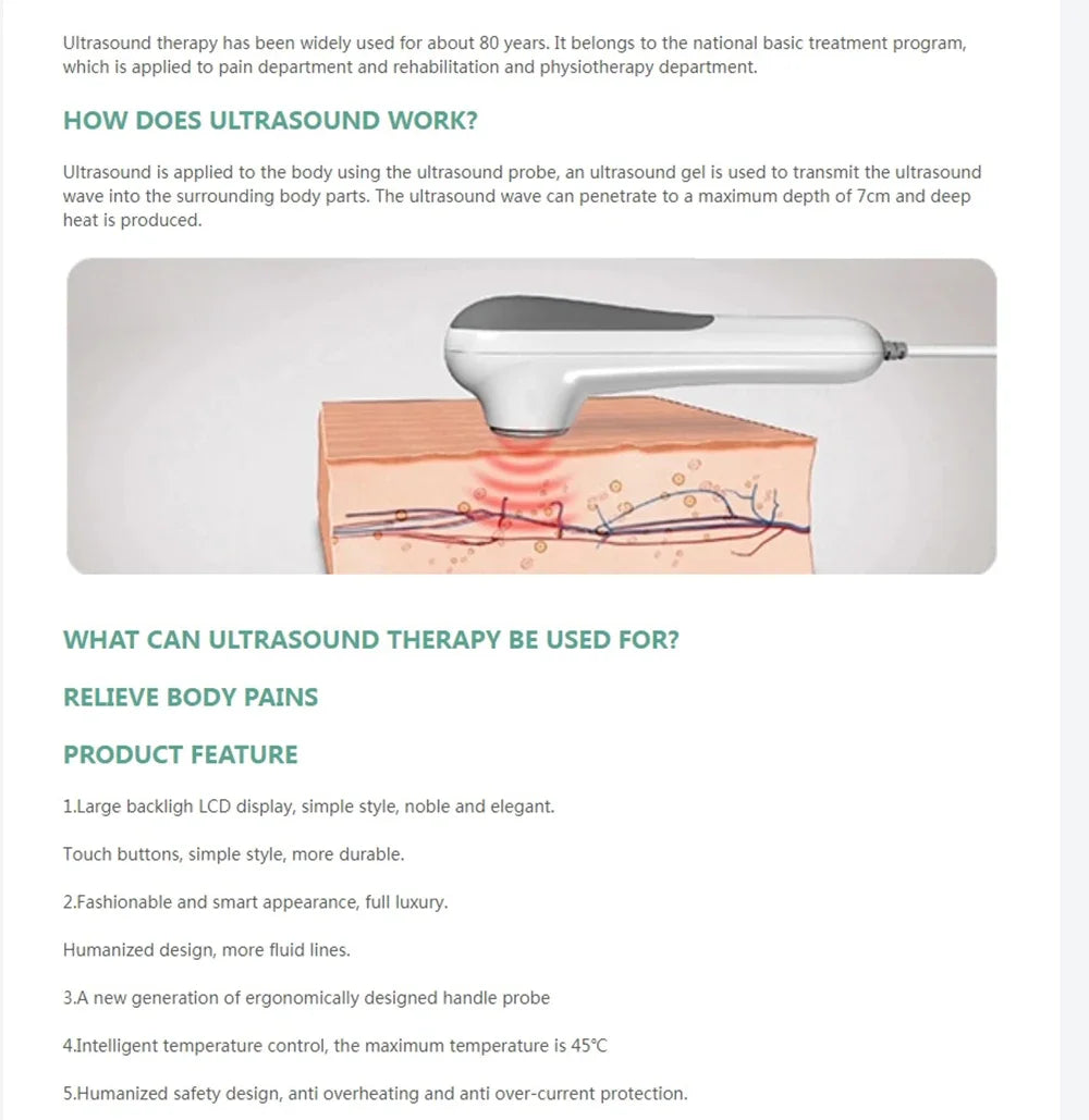 Ultrasonic Therapy Machine: 1MHz Deep Tissue Relief & Muscle Device Body Shaping Massage Equipment Tidesmit