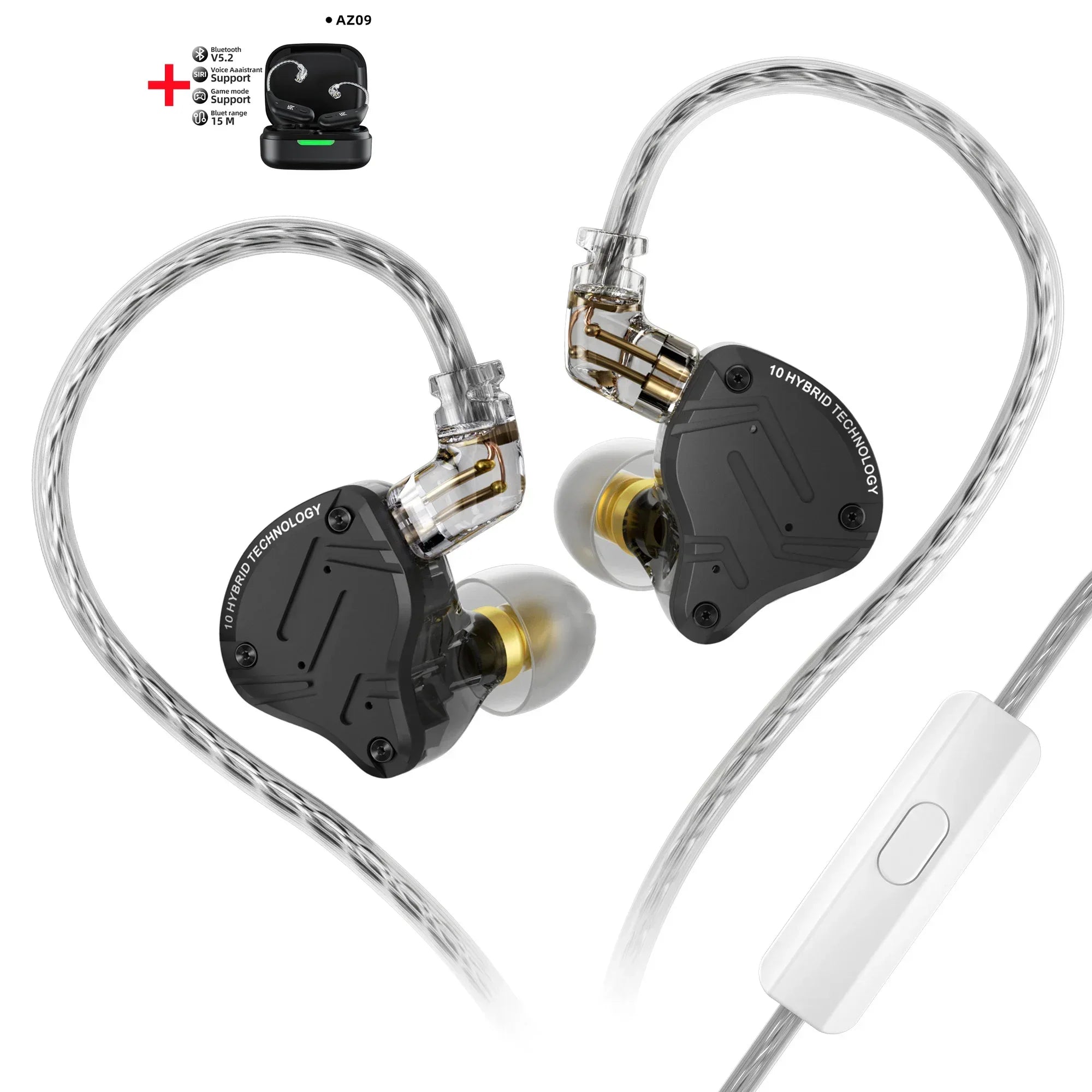 KZ ZS10 Pro X In-Ear Monitors 5-Driver Hybrid HiFi Earphones Tidesmit AZ09 Black With MIC China Mainland Tidesmit