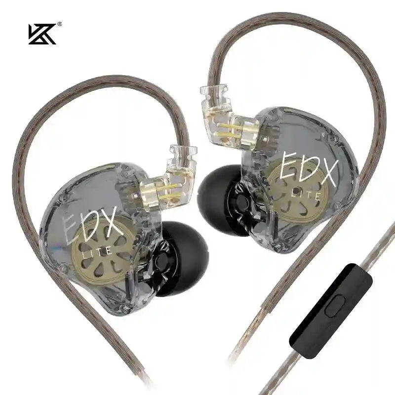 KZ EDX Lite In-Ear Monitor Headphones - Studio Sound Wired Earbuds EDXlite Grey MIC Tidesmit