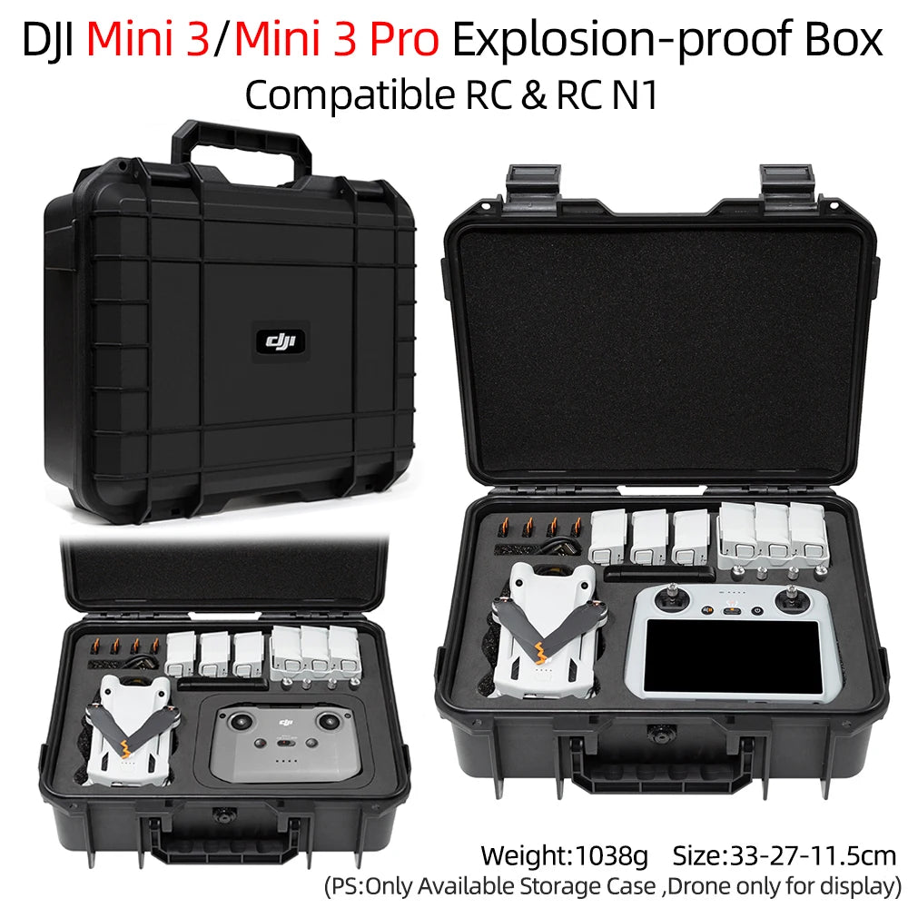 DJI Mini 3 Pro Hard Case: Waterproof Protective Carrying Box Black Tidesmit
