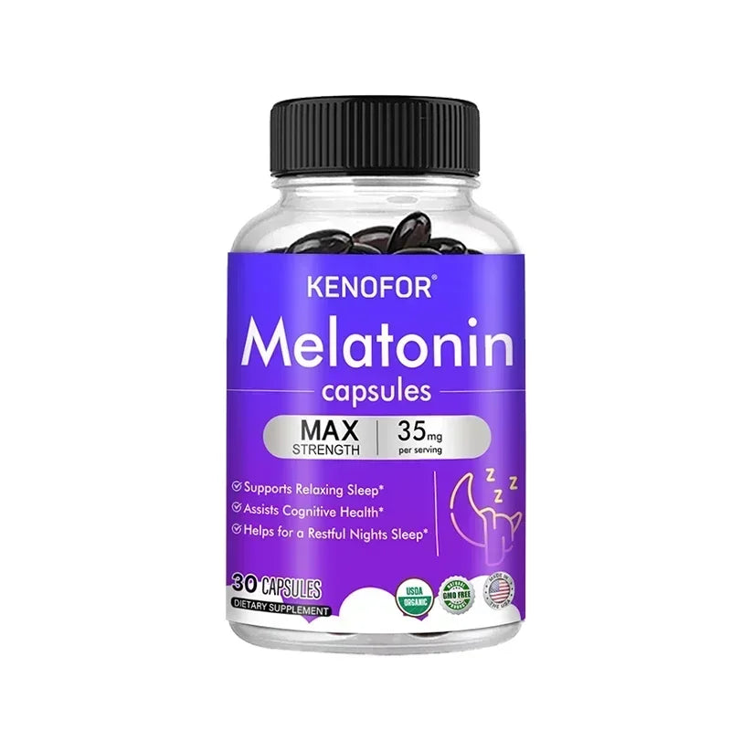 Kenofor Melatonin 35mg Maximum Strength Supplement, 100% Non-Toxic Adult Sleep Supplement, Deep Sleep, Stress Relief